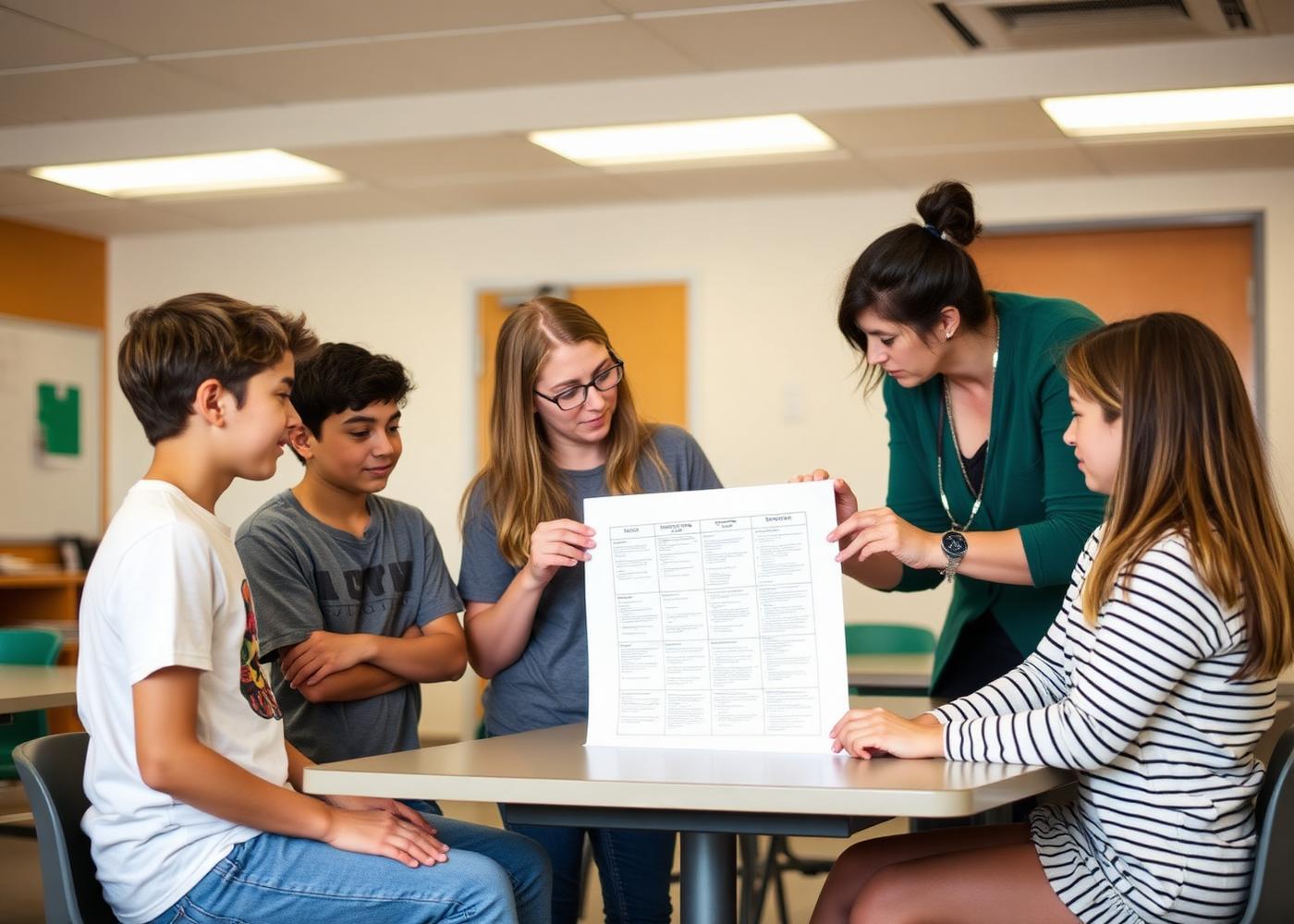 Teacher mentoring middle school students